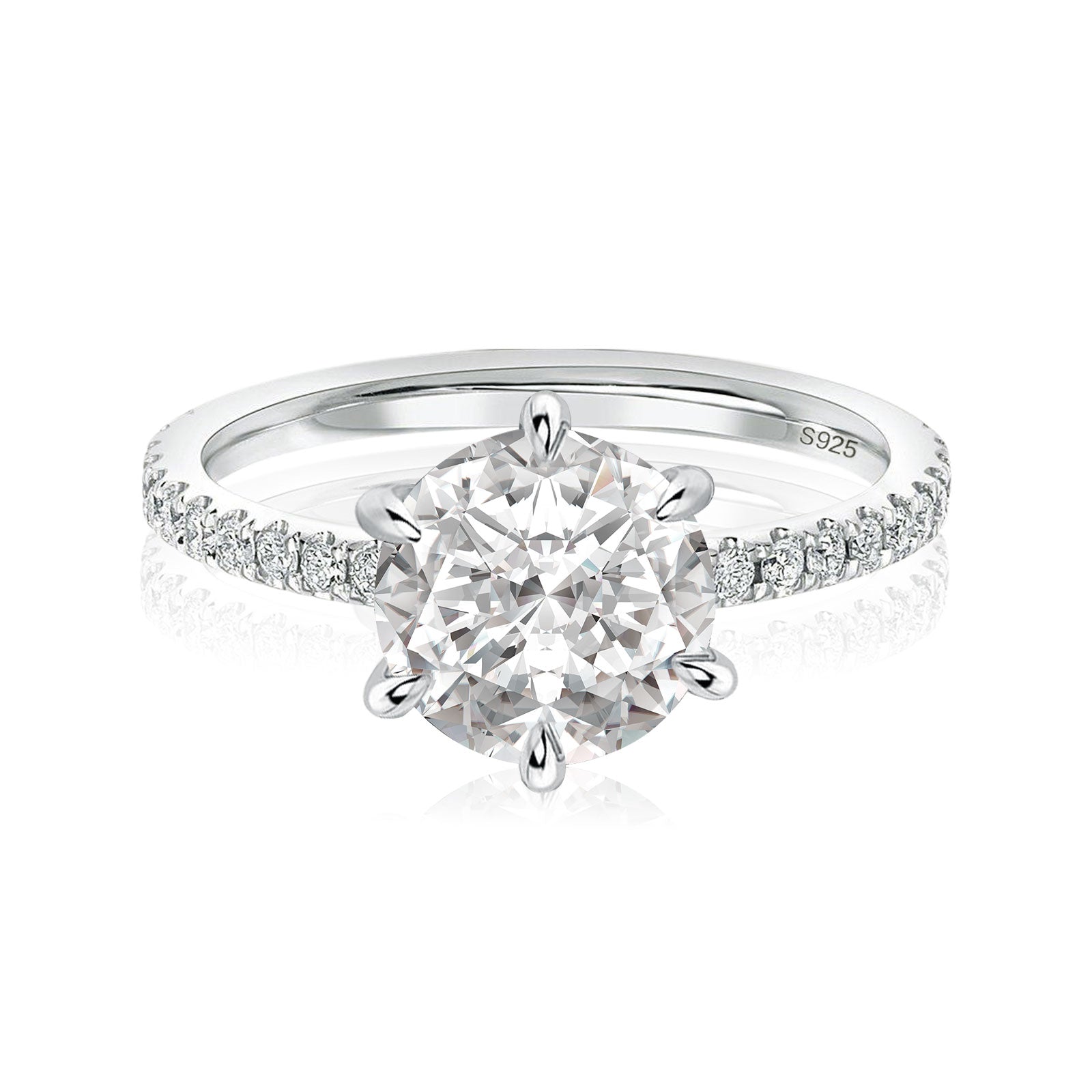 Aurevyn 2.0Ct Round Cut 6 Prong Promise Rings For Women