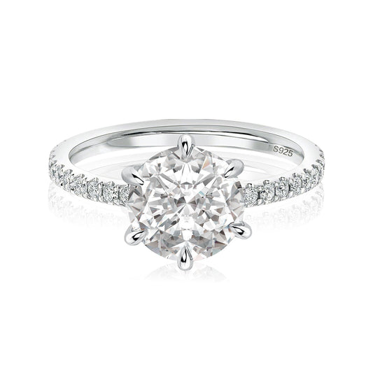 Aurevyn 2.0Ct Round Cut 6 Prong Promise Rings For Women