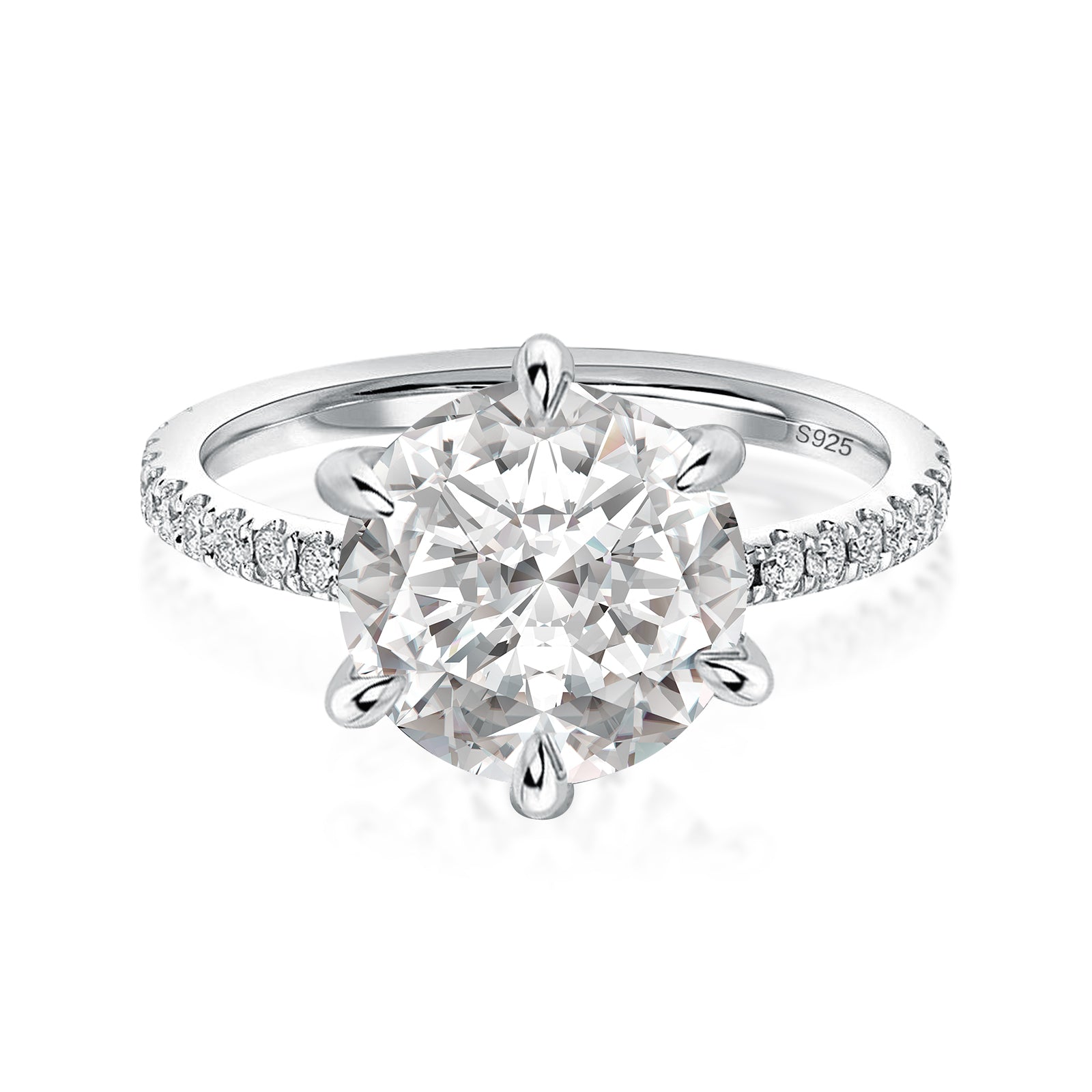 Aurevyn 2.0 Ct ～4.0 Ct Round Cut 6 Prong Promise Rings For Women