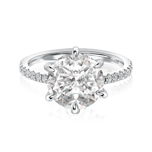 Aurevyn 2.0 Ct ～4.0 Ct Round Cut 6 Prong Promise Rings For Women