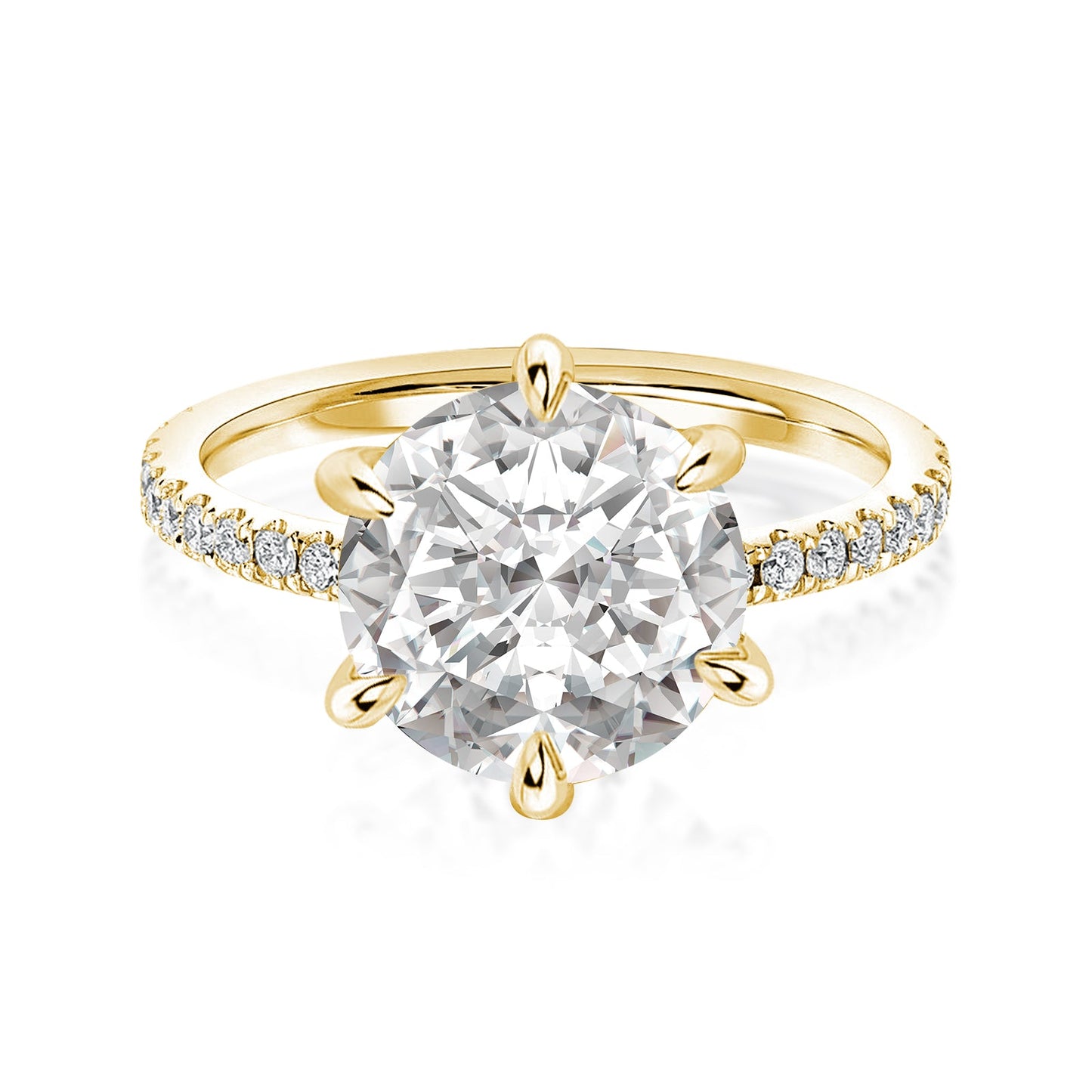 Aurevyn 2.0 Ct ~4.0 Ct Round Cut 6 Prong Yellow Gold Promise Ring
