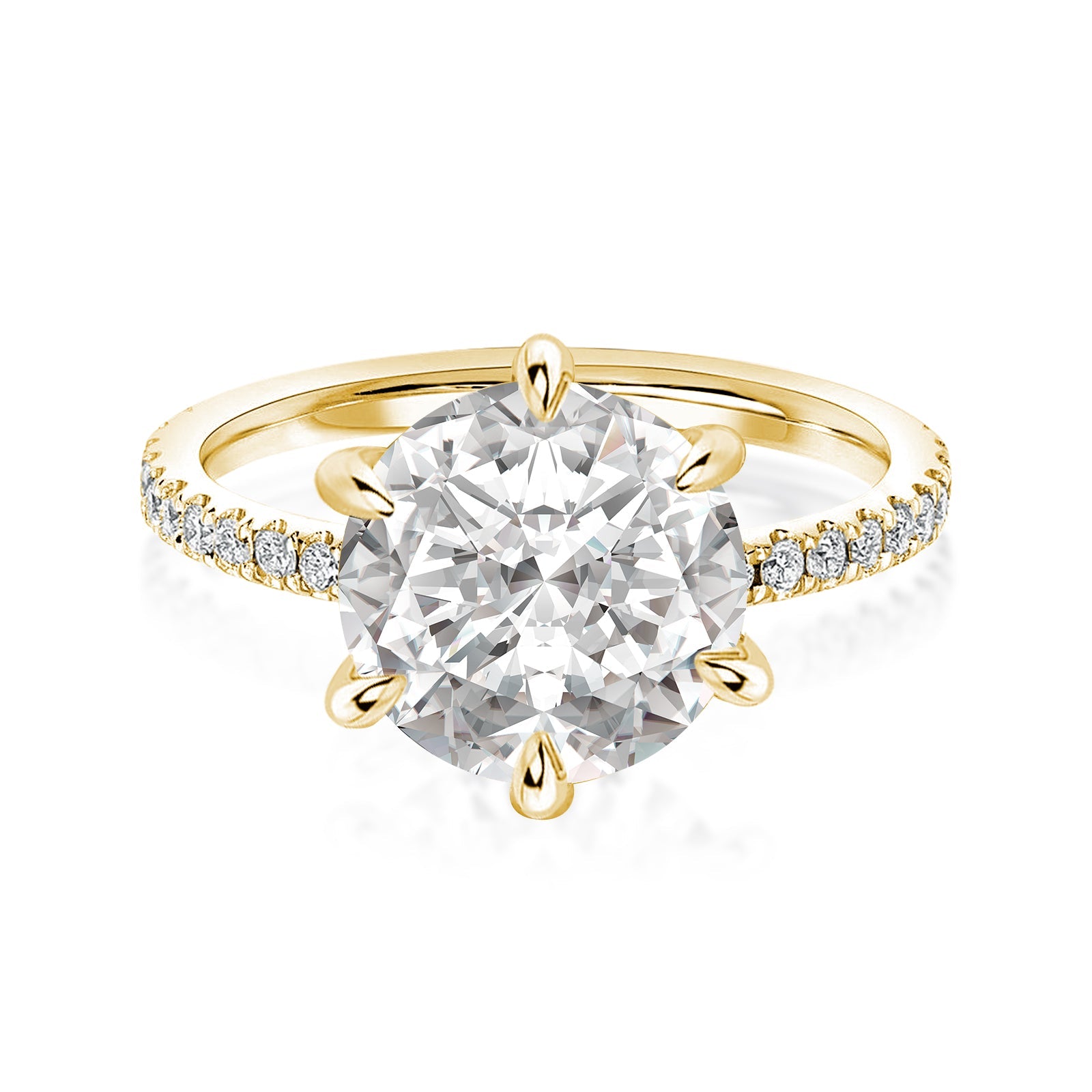 Aurevyn 2.0 Ct ~4.0 Ct Round Cut 6 Prong Yellow Gold Promise Ring