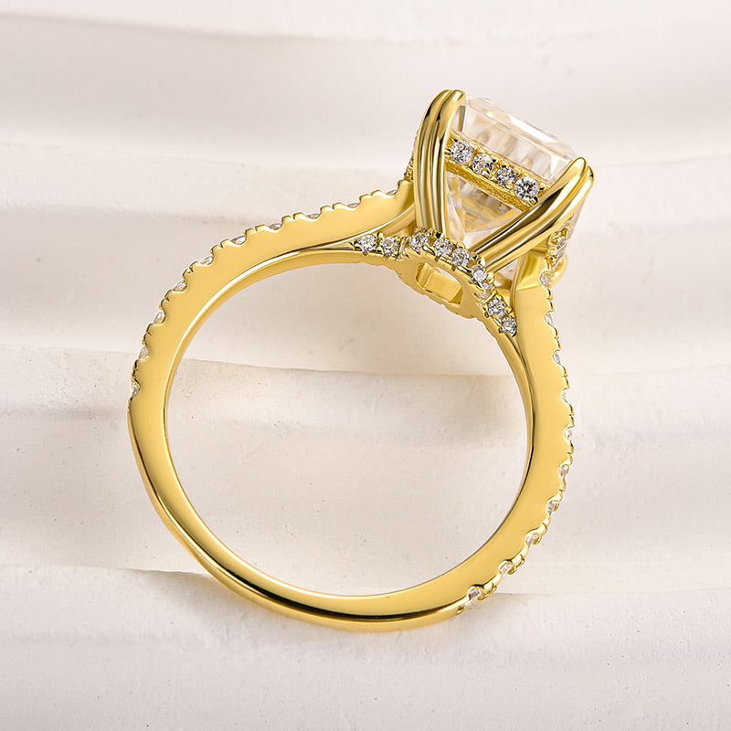 Aurevyn 4.5 Ct Emerald Cut Yellow Gold Engagement Ring