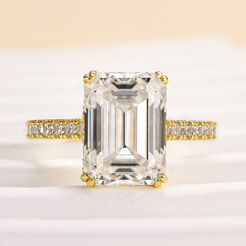 Aurevyn 4.5 Ct Emerald Cut Yellow Gold Engagement Ring