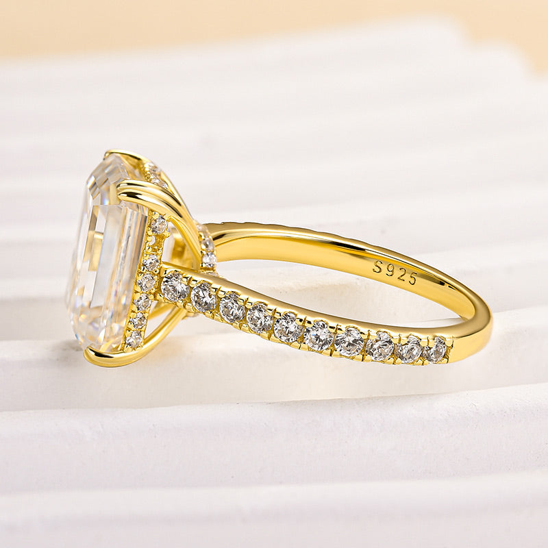 Aurevyn 4.5 Ct Emerald Cut Yellow Gold Engagement Ring