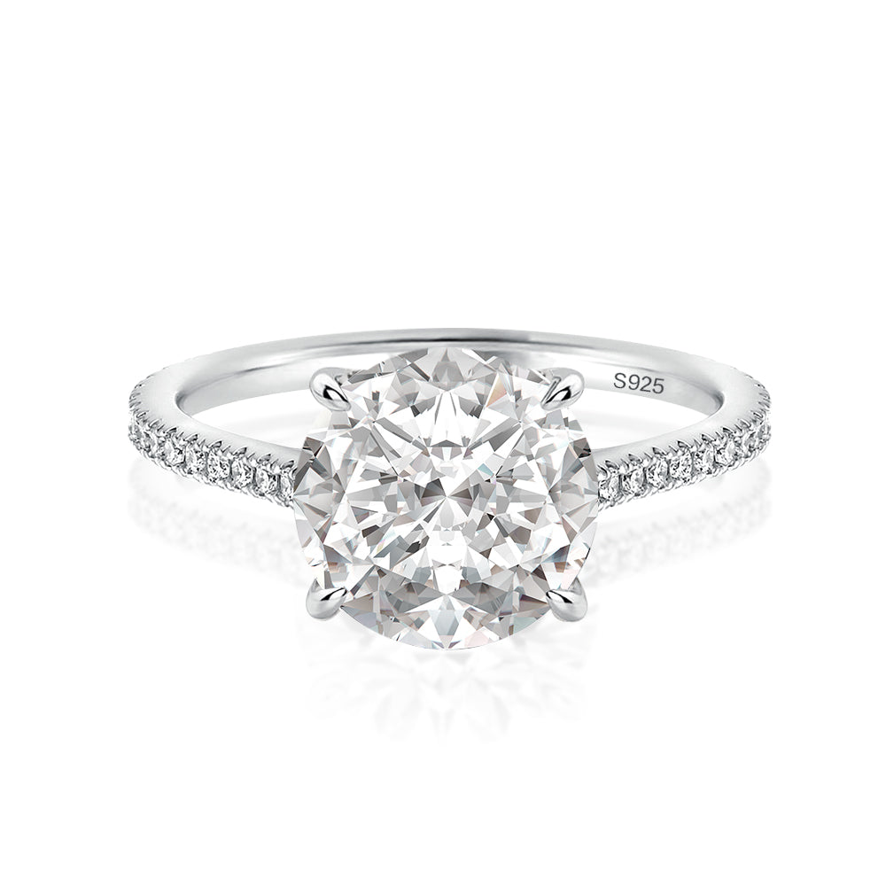 Aurevyn Moissanite 4.0 Ct Round White Gold Pave Engagement Ring
