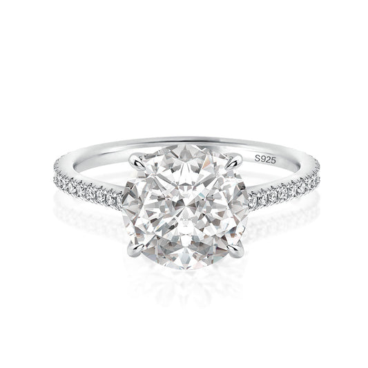 Aurevyn Moissanite 4.0 Ct Round White Gold Pave Engagement Ring