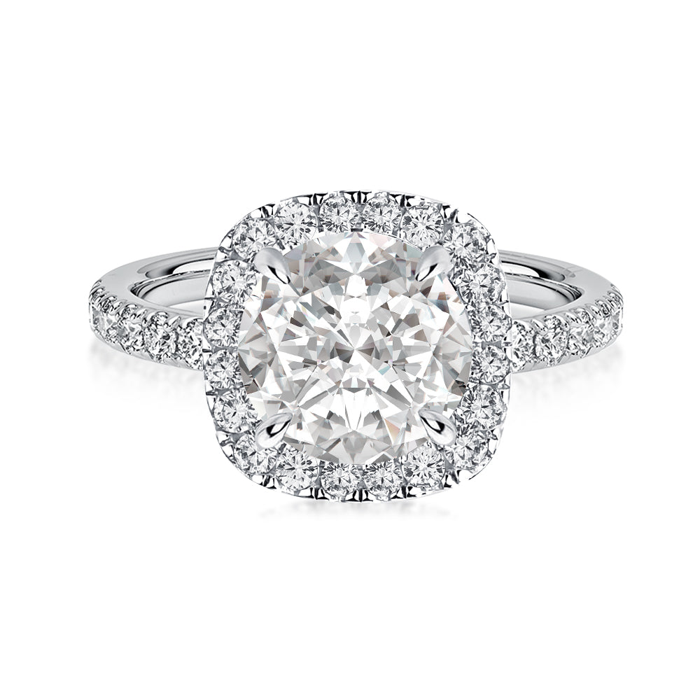 Aurevyn 2.0 Ct Halo Round Cut White Gold Promise Ring