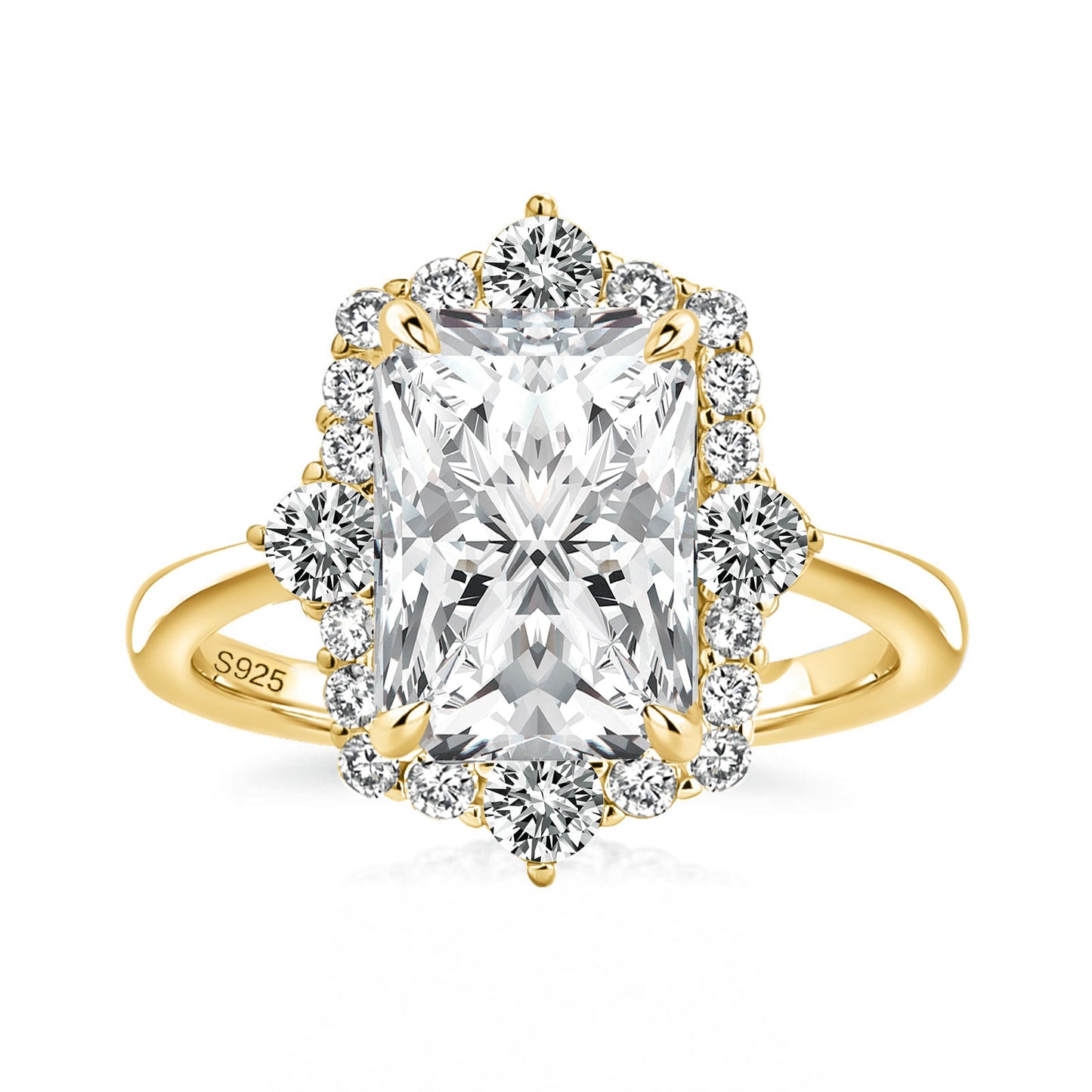 Aurevyn 3.0Ct Yellow Gold Halo Radiant Cut Engagement Ring
