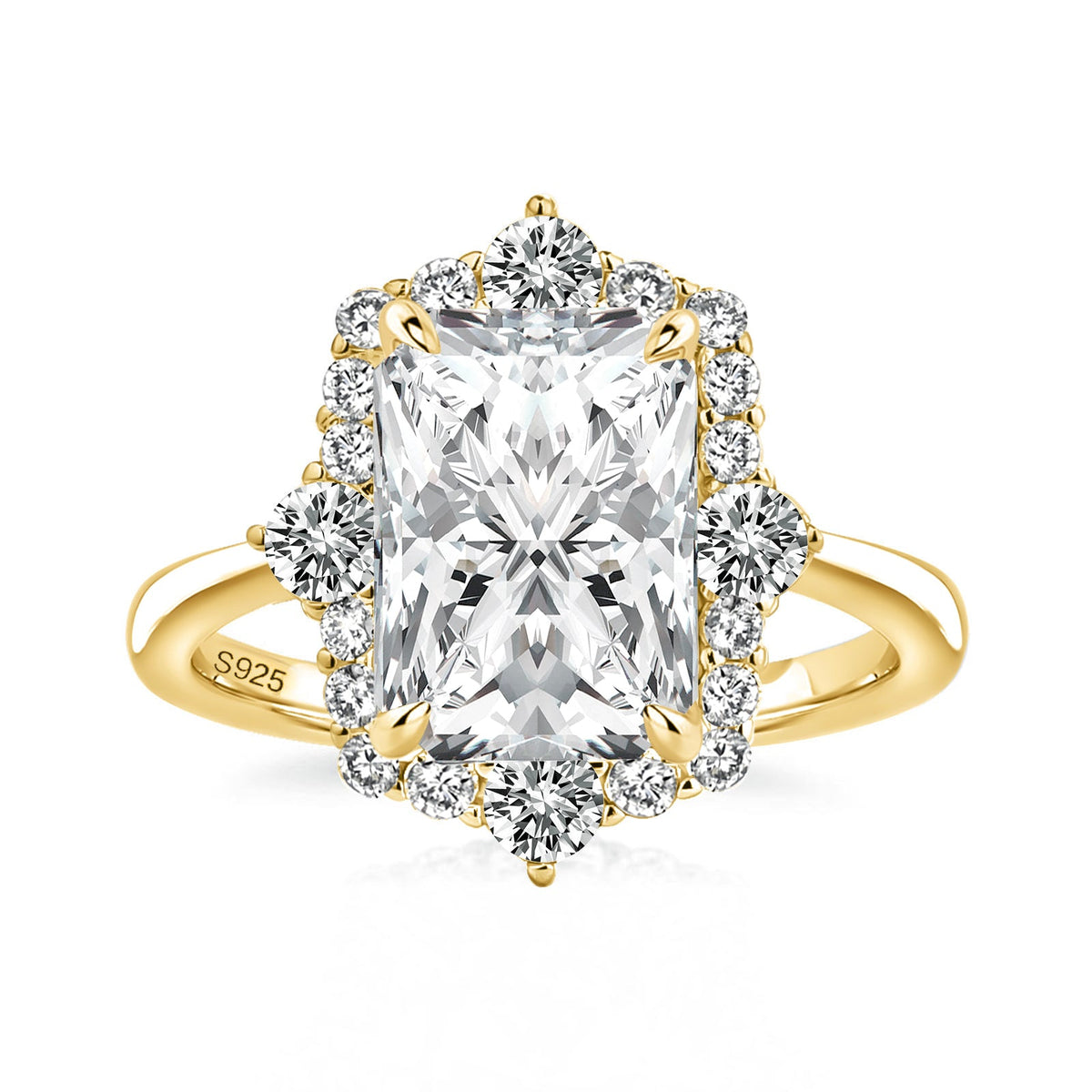 Aurevyn 3.0Ct Yellow Gold Halo Radiant Cut Engagement Ring
