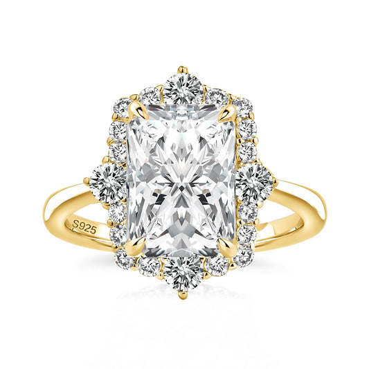 Aurevyn 3.0Ct Yellow Gold Halo Radiant Cut Engagement Ring