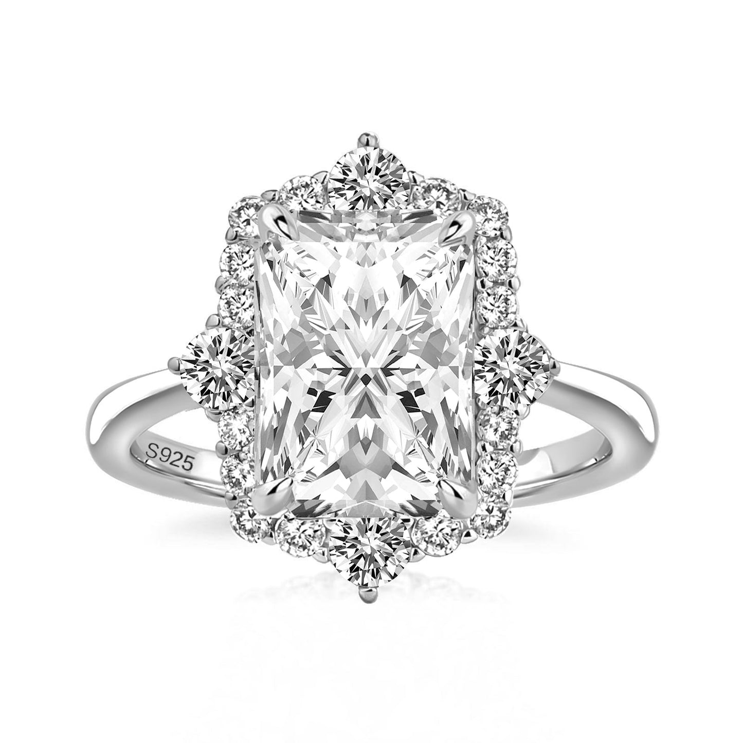 Aurevyn 3.0Ct White Gold Halo Radiant Cut Engagement Ring