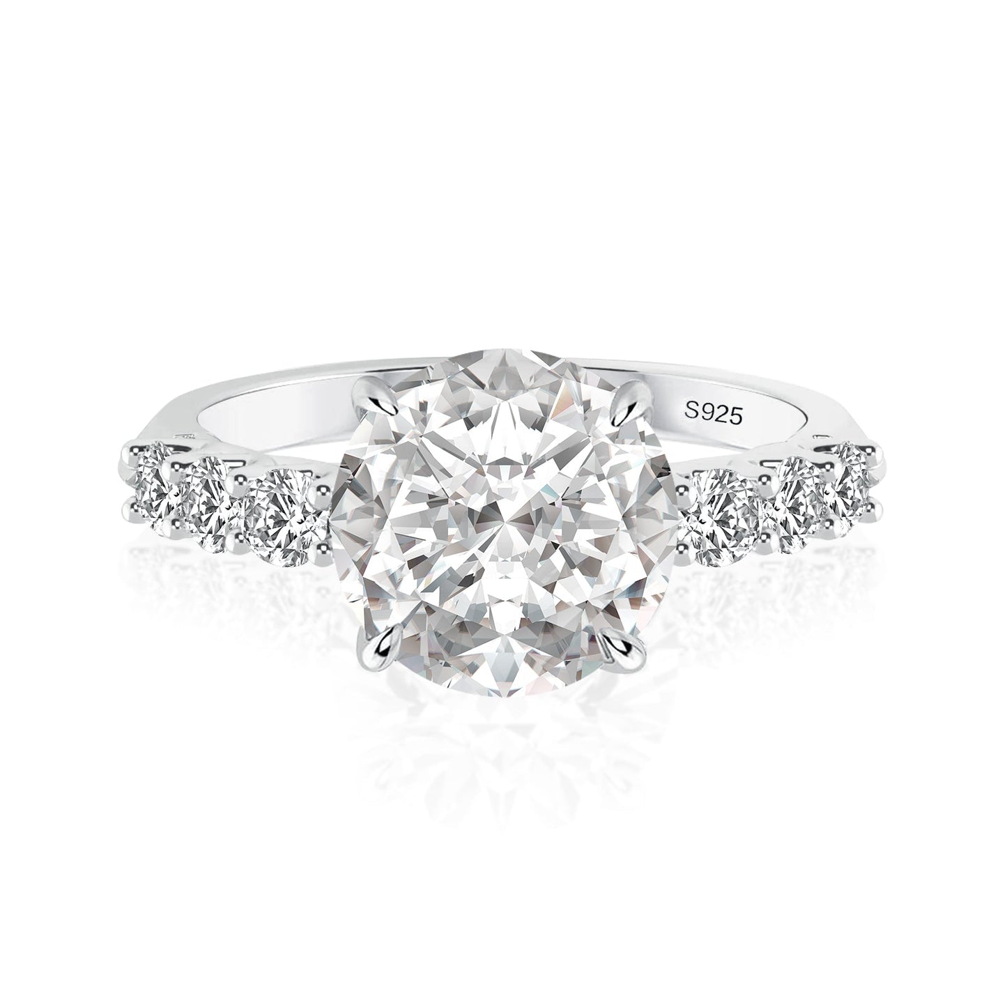 Aurevyn 2.0Ct~4.0 Ct Round Engagement Ring - 4 Prong Setting