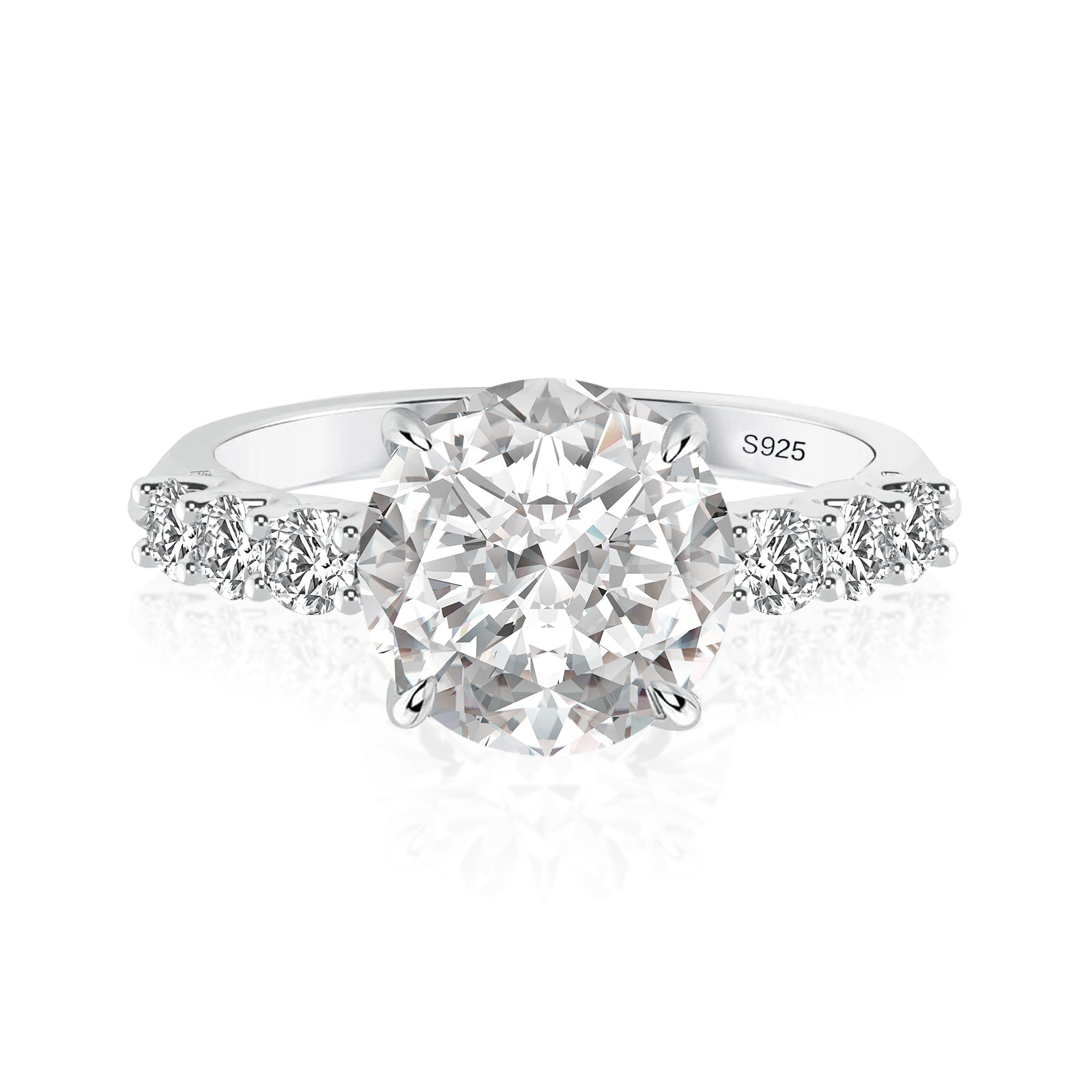 Aurevyn 2.0Ct~4.0 Ct Round Engagement Ring - 4 Prong Setting