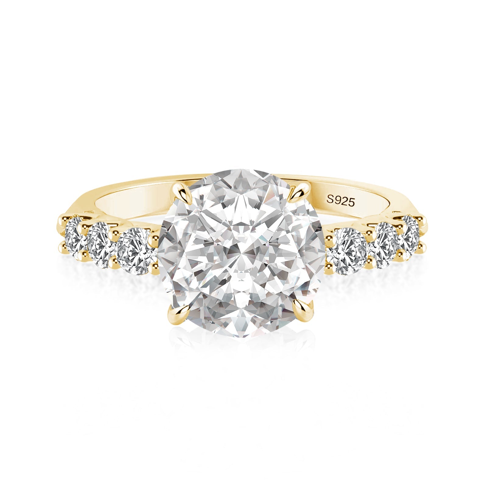 Aurevyn 2.0Ct~4.0 Ct Round Yellow Gold Engagement Ring