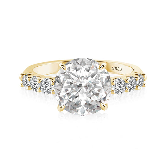 Aurevyn 2.0Ct~4.0 Ct Round Yellow Gold Engagement Ring