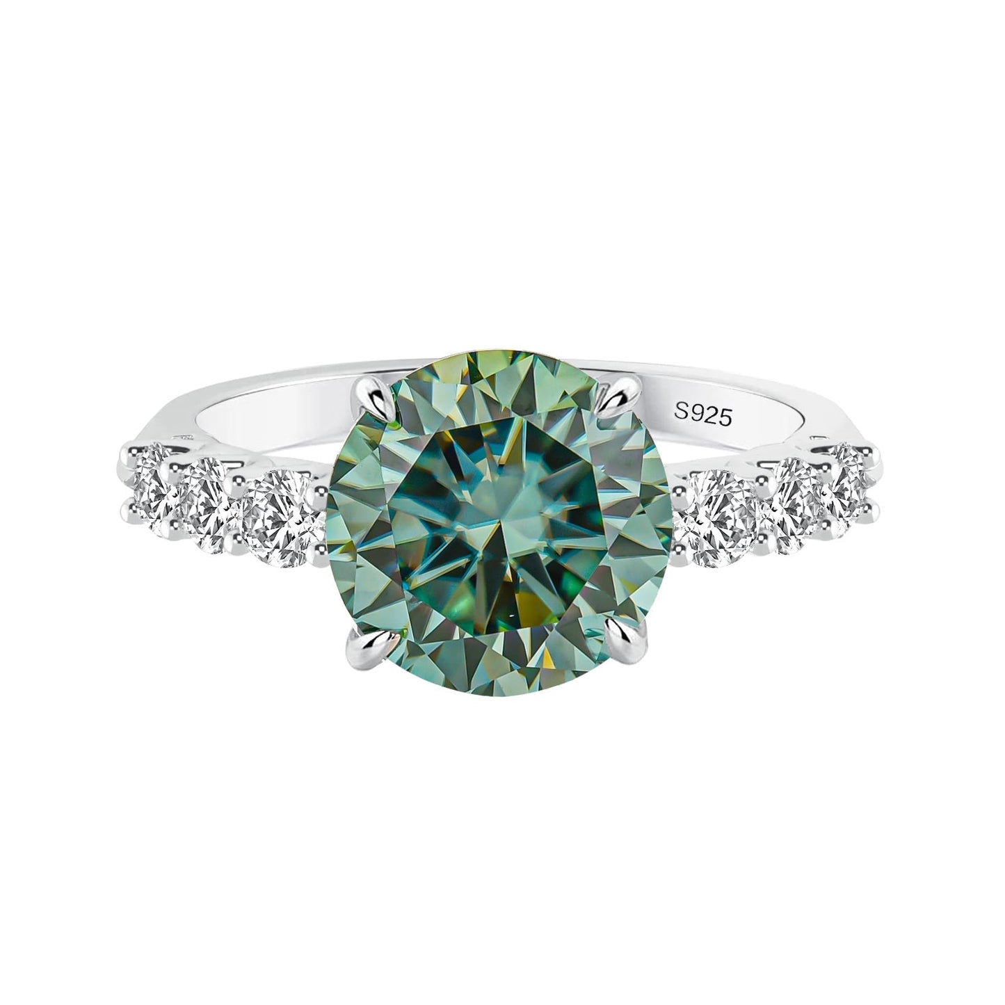 Aurevyn Moissanite 4.0Ct Turquoise Round Cut White Gold Engagement Ring