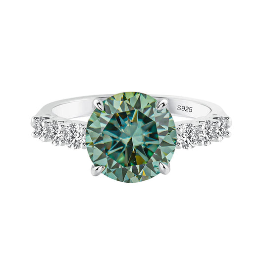 Aurevyn Moissanite 4.0Ct Turquoise Round Cut White Gold Engagement Ring