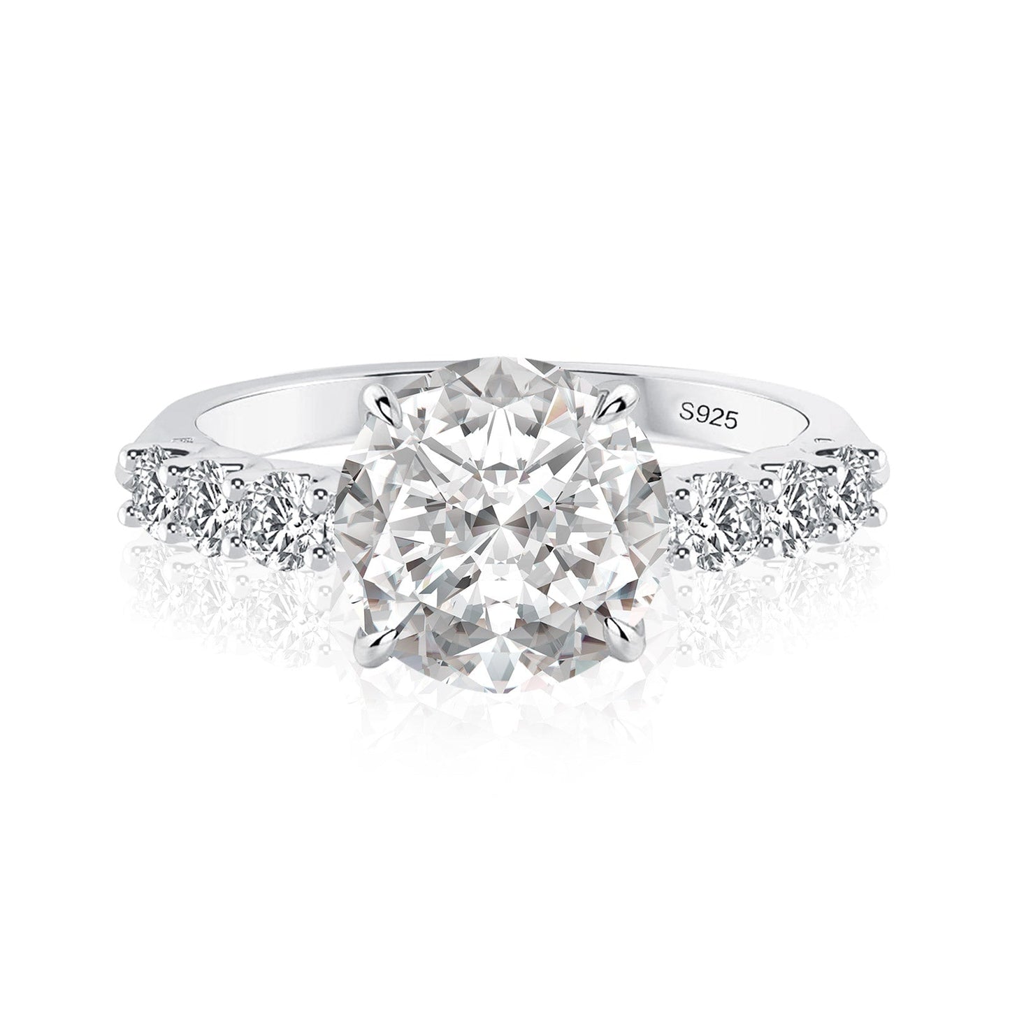 Aurevyn 3.0Ct Round White Gold Engagement Ring