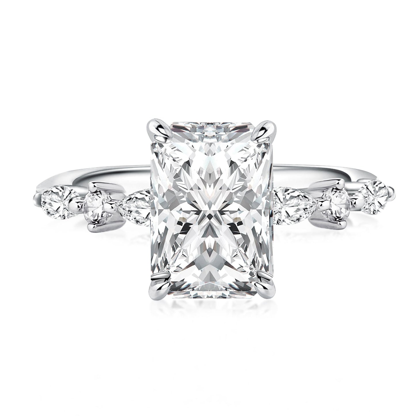 Aurevyn 3.5 Ct Radiant Cut White Gold Travel Ring For Women