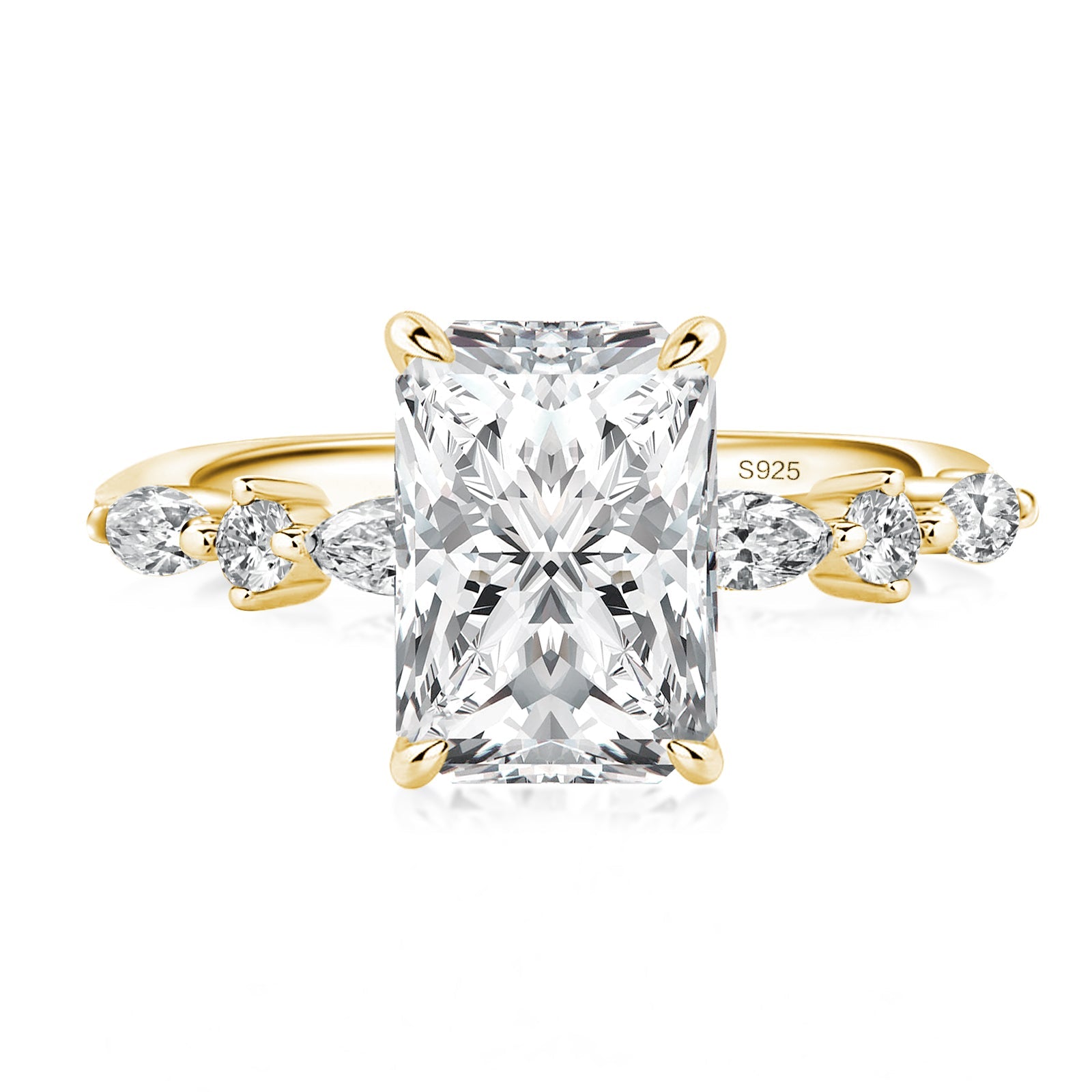 Aurevyn Moissanite 3.5 Ct Radiant Cut Yellow Gold Travel Ring For Women