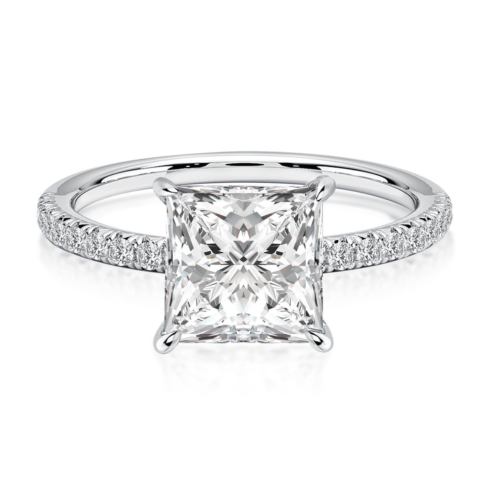 Aurevyn 2.0 Ct ～3.0 Ct Square Princess Cut Bridal Ring