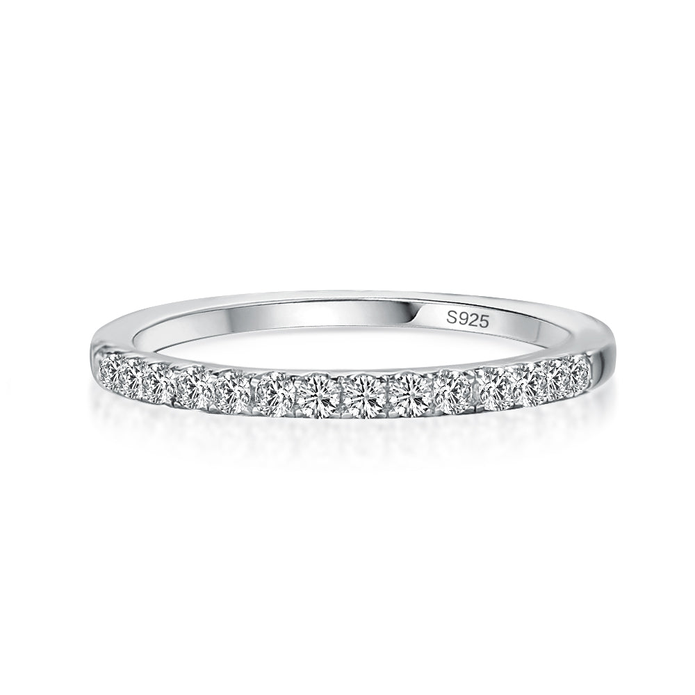 Aurevyn 0.5 Ct Round Cut Half Halo White Gold Anniversary Ring