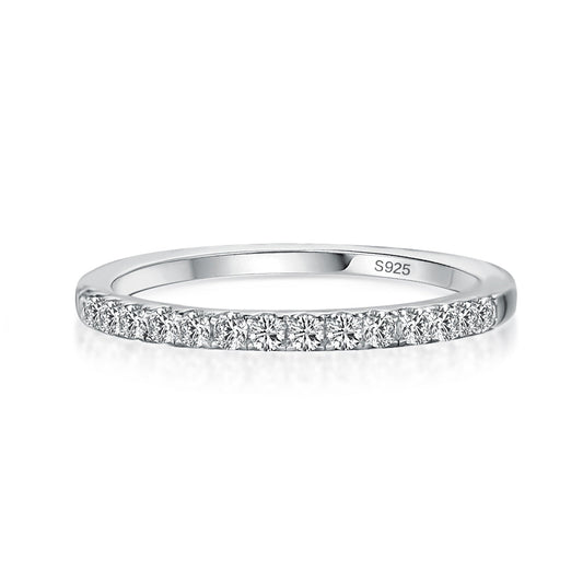 Aurevyn 0.5 Ct Round Cut Half Halo White Gold Anniversary Ring