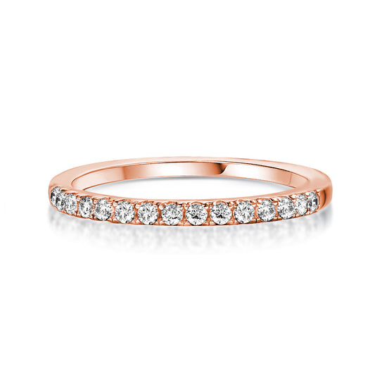Aurevyn 0.5 Ct Round Cut Half Halo Rose Gold Anniversary Ring