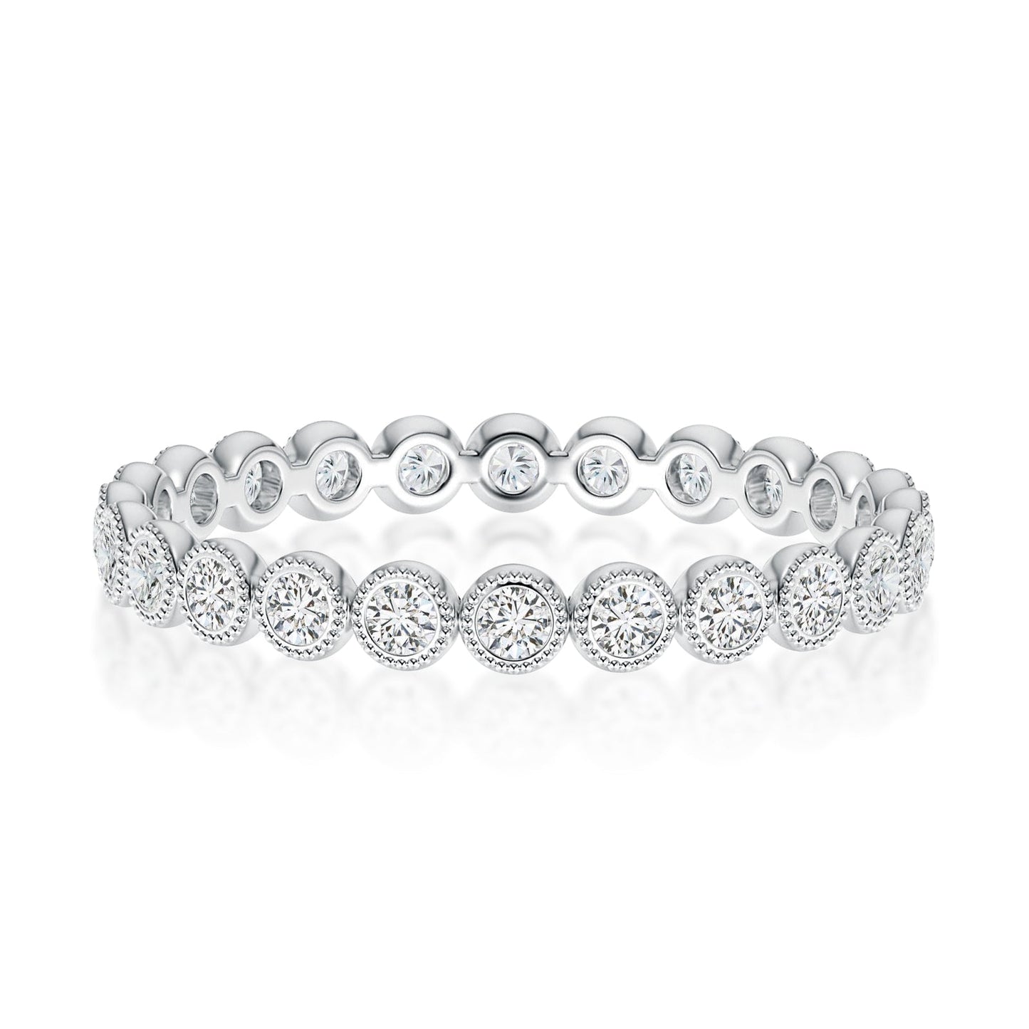 Aurevyn 0.5 Ct Round Cut Pave White Gold Wedding Band