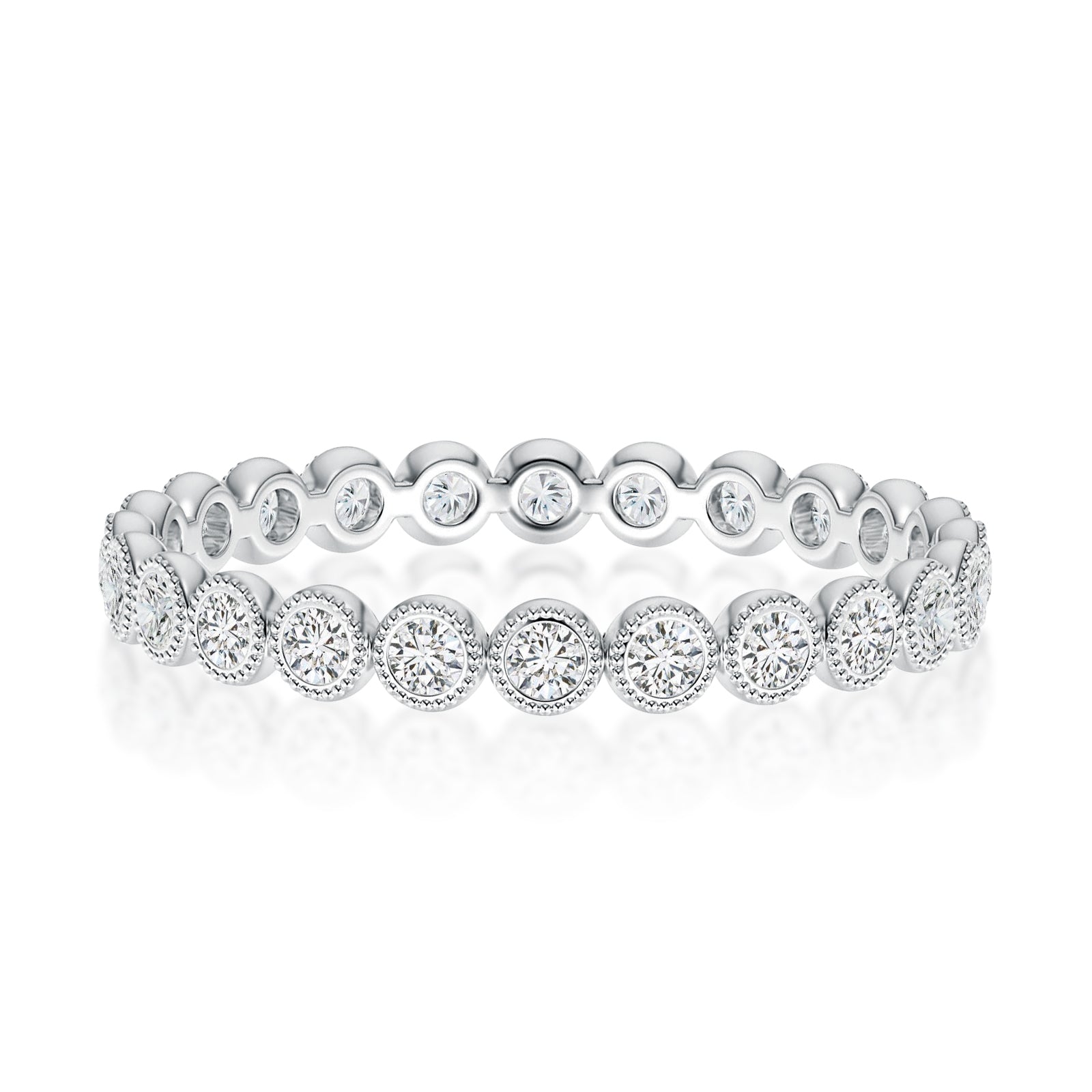 Aurevyn 0.5 Ct Round Cut Pave White Gold Wedding Band