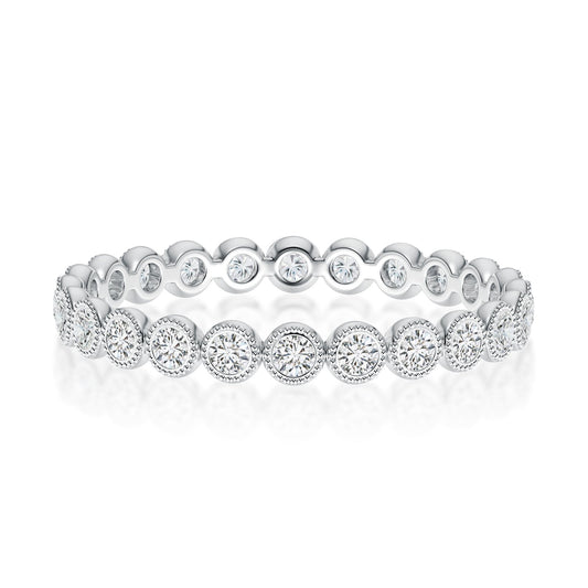 Aurevyn 0.5 Ct Round Cut Pave White Gold Wedding Band