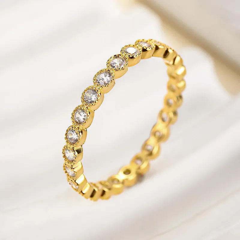 Aurevyn 0.5 Ct Yellow Gold Round Cut Pave Wedding Band