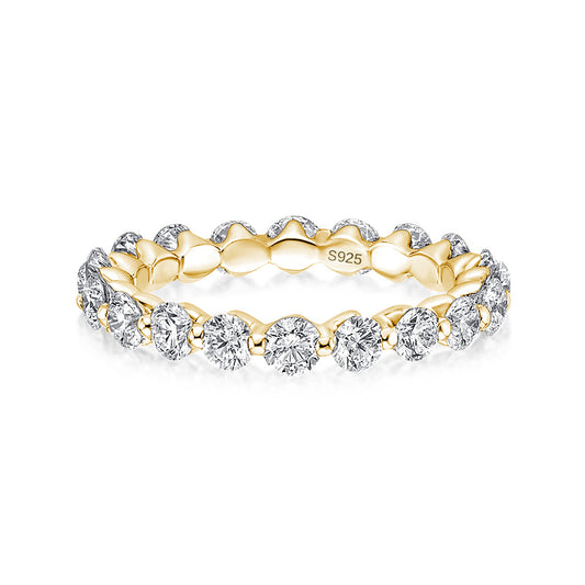 Aurevyn 1.0Ct ~1.5 Ct Round Cut Yellow Gold  Anniversary Ring
