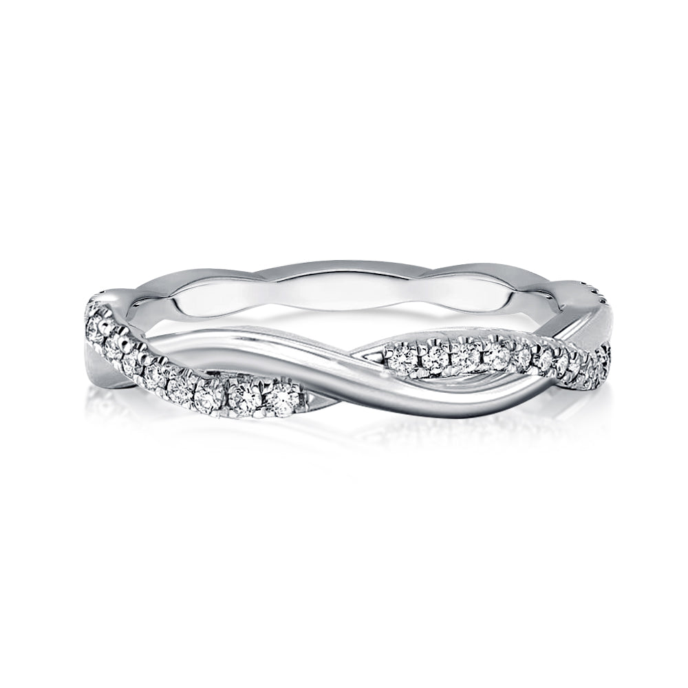 Aurevyn 0.3 Ct Round Cut Pave White Gold Wedding Band