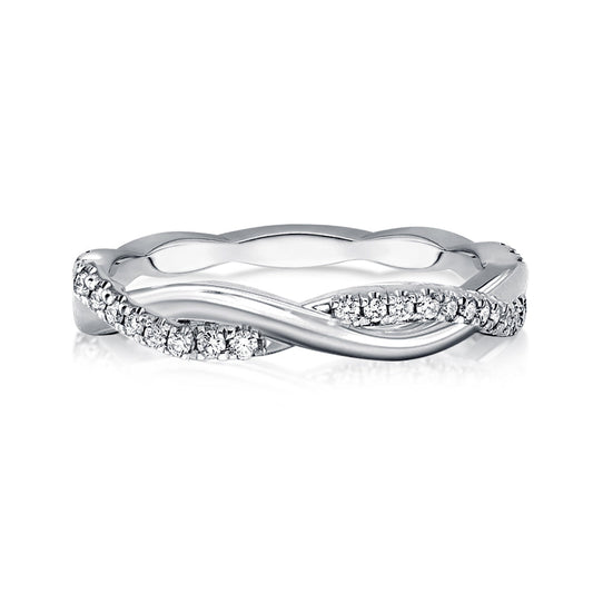 Aurevyn 0.3 Ct Round Cut Pave White Gold Wedding Band