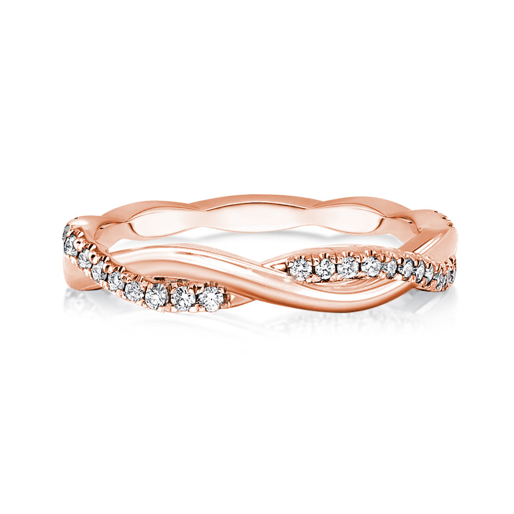 Aurevyn 0.3 Ct Round Cut Pave Rose Gold Wedding Band