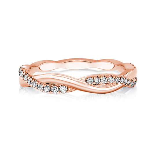 Aurevyn 0.3 Ct Round Cut Pave Rose Gold Wedding Band