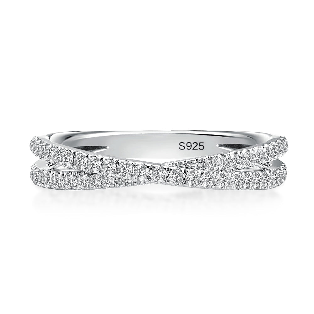 Aurevyn 2.0 Ct  X Criss Cross White Gold Wedding Band