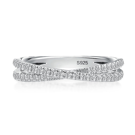 Aurevyn 2.0 Ct  X Criss Cross White Gold Wedding Band