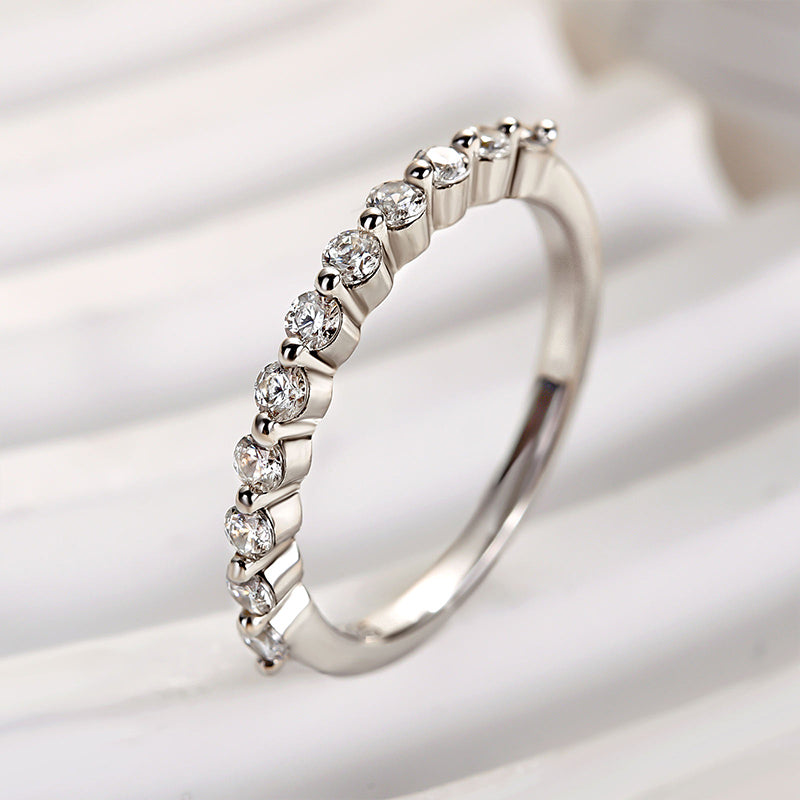 Aurevyn 0.4 Ct Round Cut Half Eternity Thin Women's Wedding Band