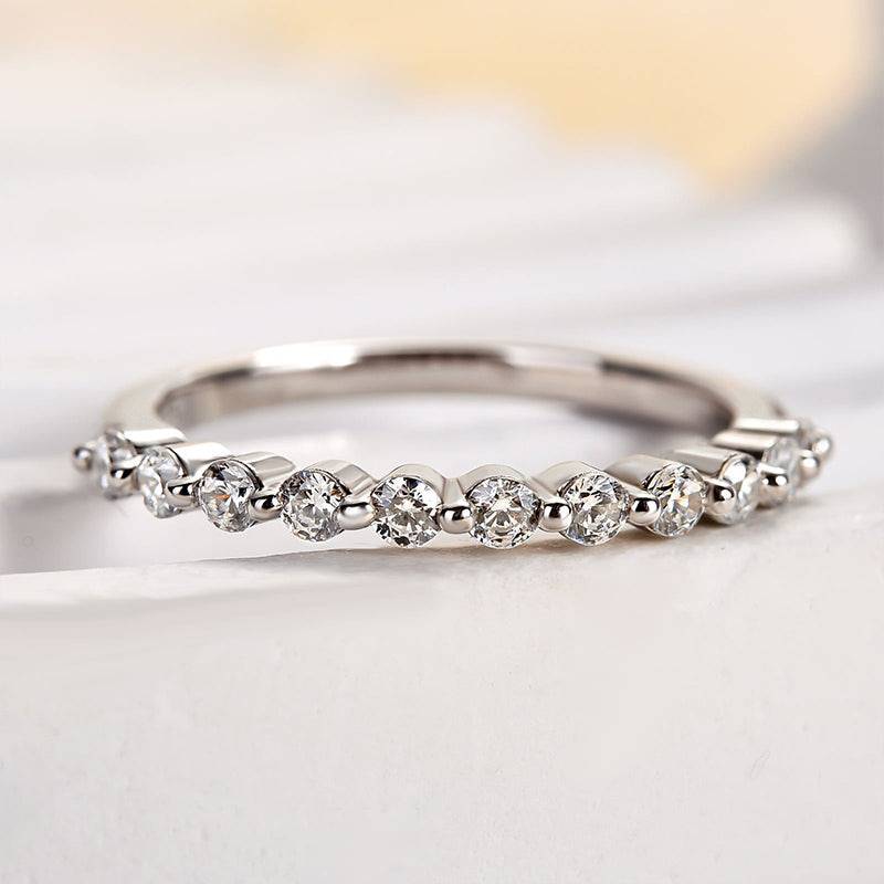 Aurevyn 0.4 Ct Round Cut Half Eternity Thin Women's Wedding Band