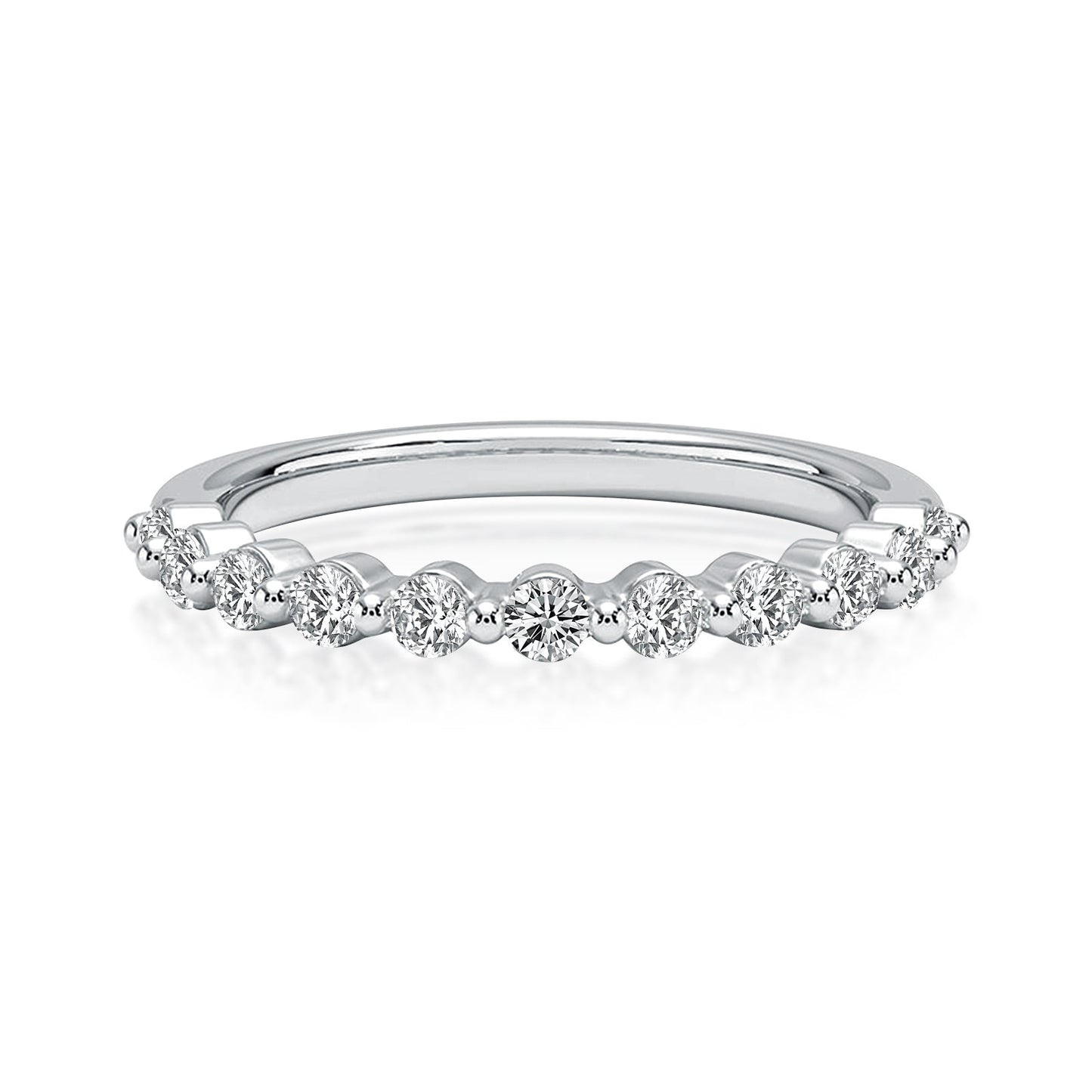 Aurevyn 0.4 Ct Round Cut Half Eternity Thin Women's Wedding Band