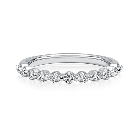 Aurevyn 0.4 Ct Round Cut Half Eternity Thin Women's Wedding Band