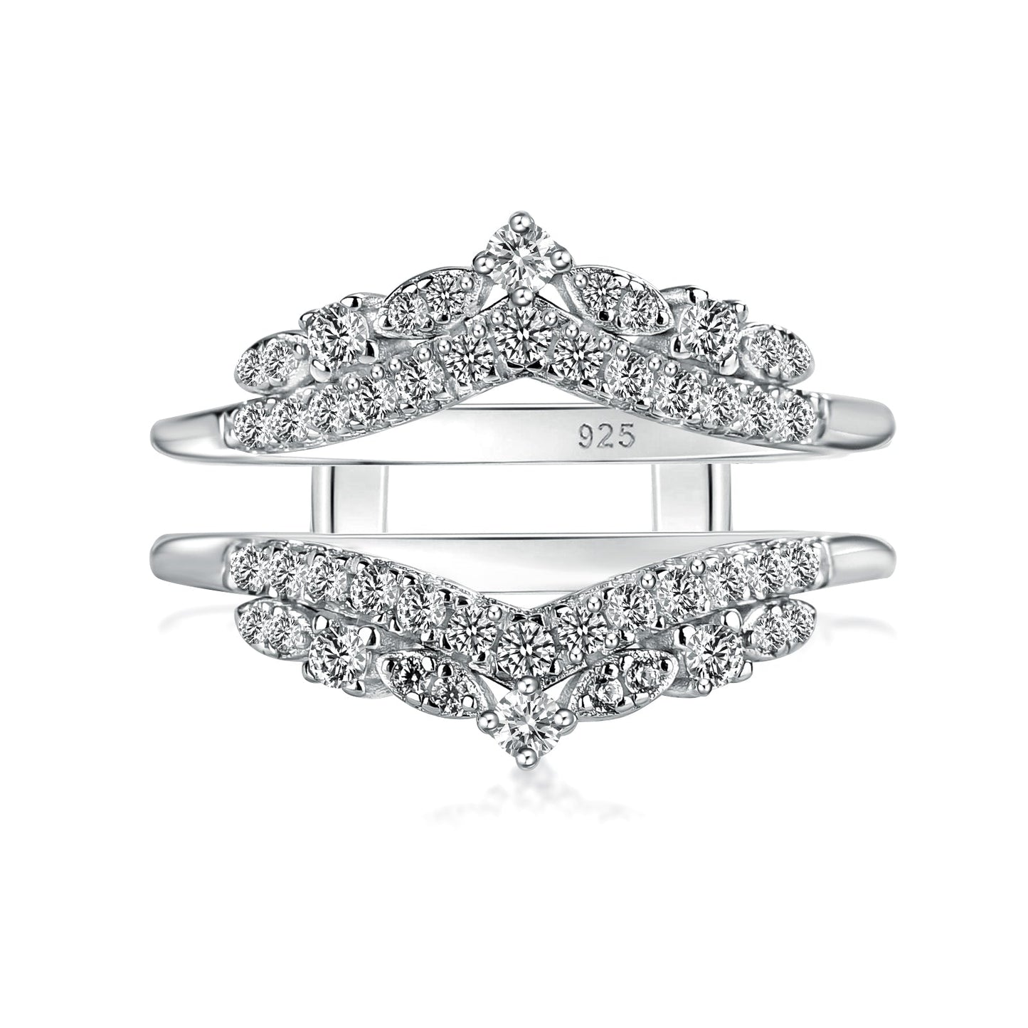 Aurevyn Round Cut Jacket White Gold Stack Wedding Band