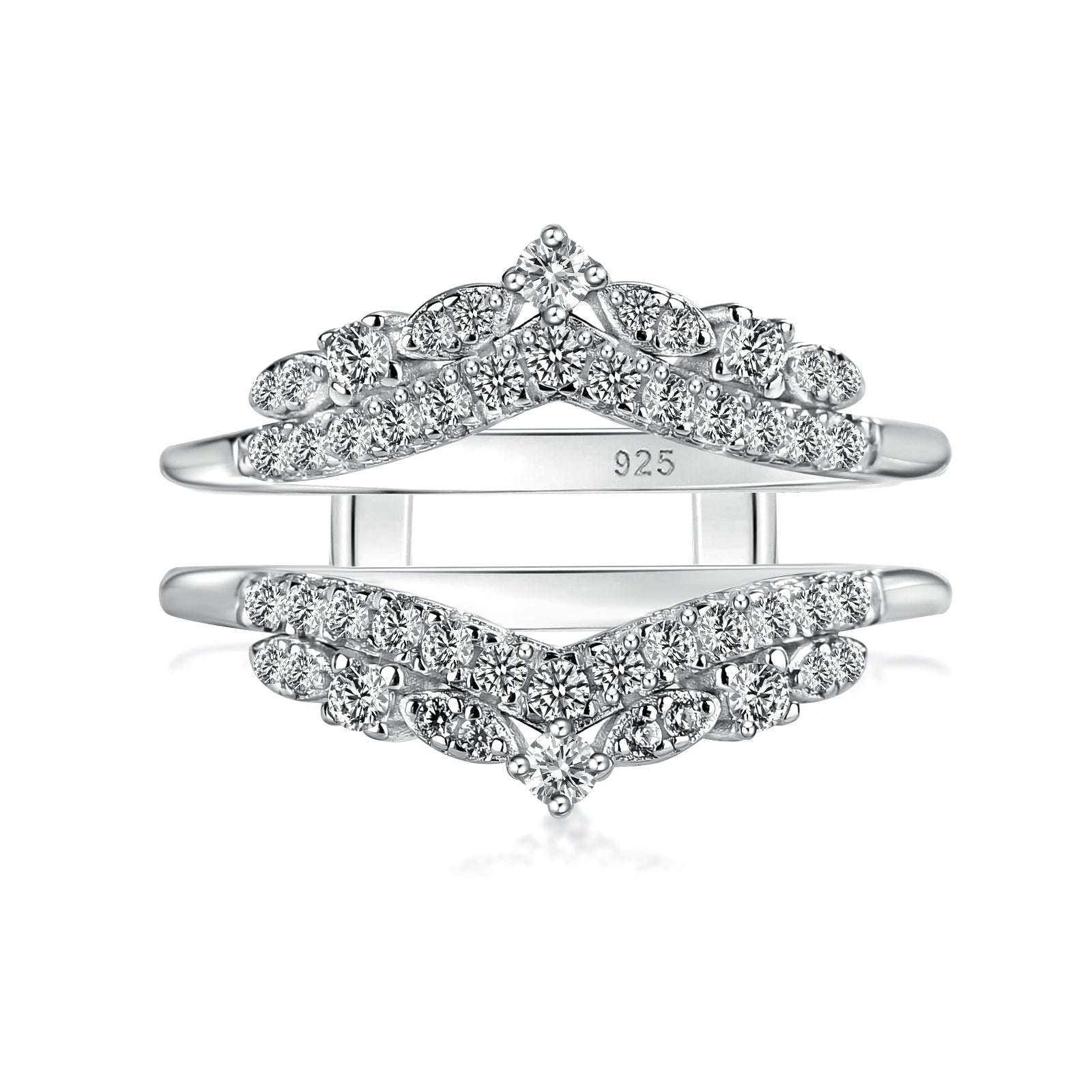 Aurevyn Round Cut Jacket White Gold Stack Wedding Band