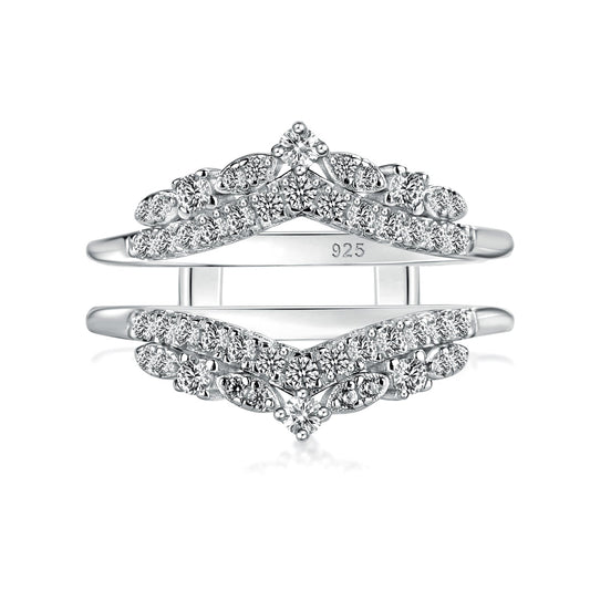 Aurevyn Round Cut Jacket White Gold Stack Wedding Band