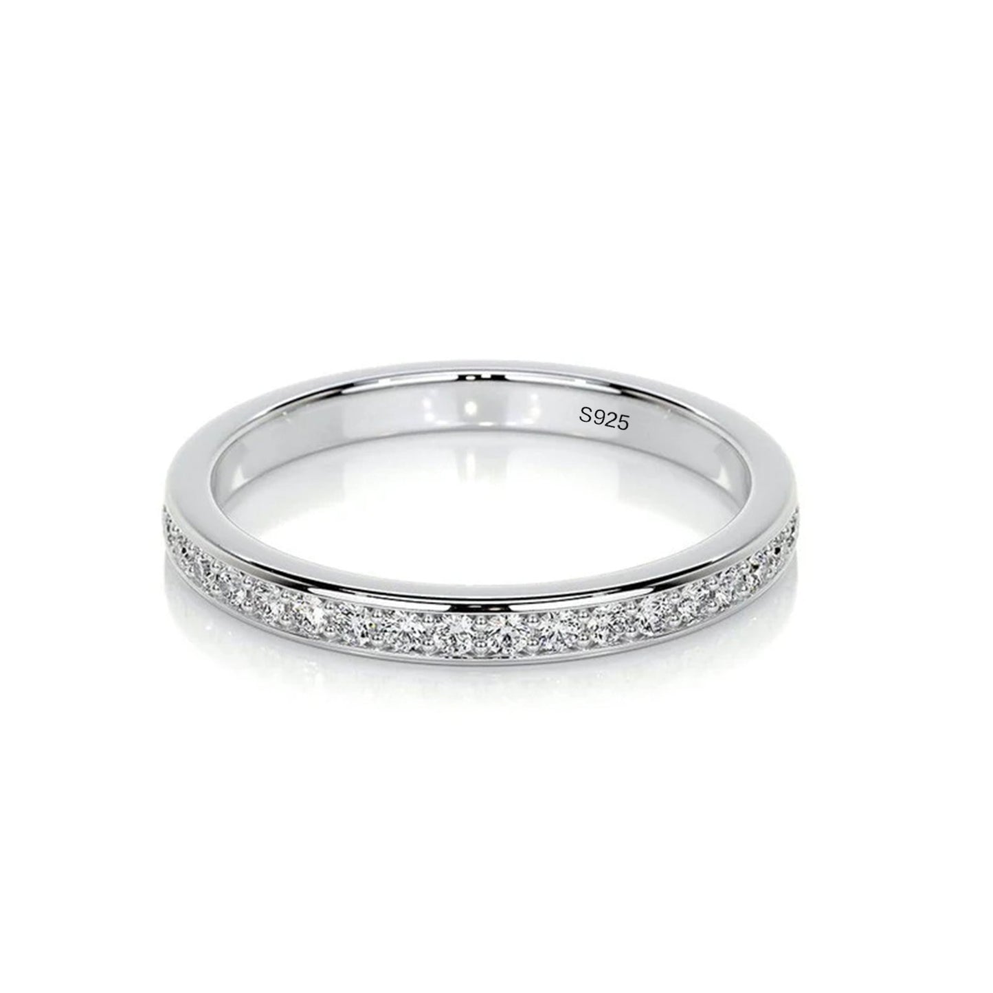 Aurevyn Channel Set Round Cut Wedding Ring In 925 Sterling Silver