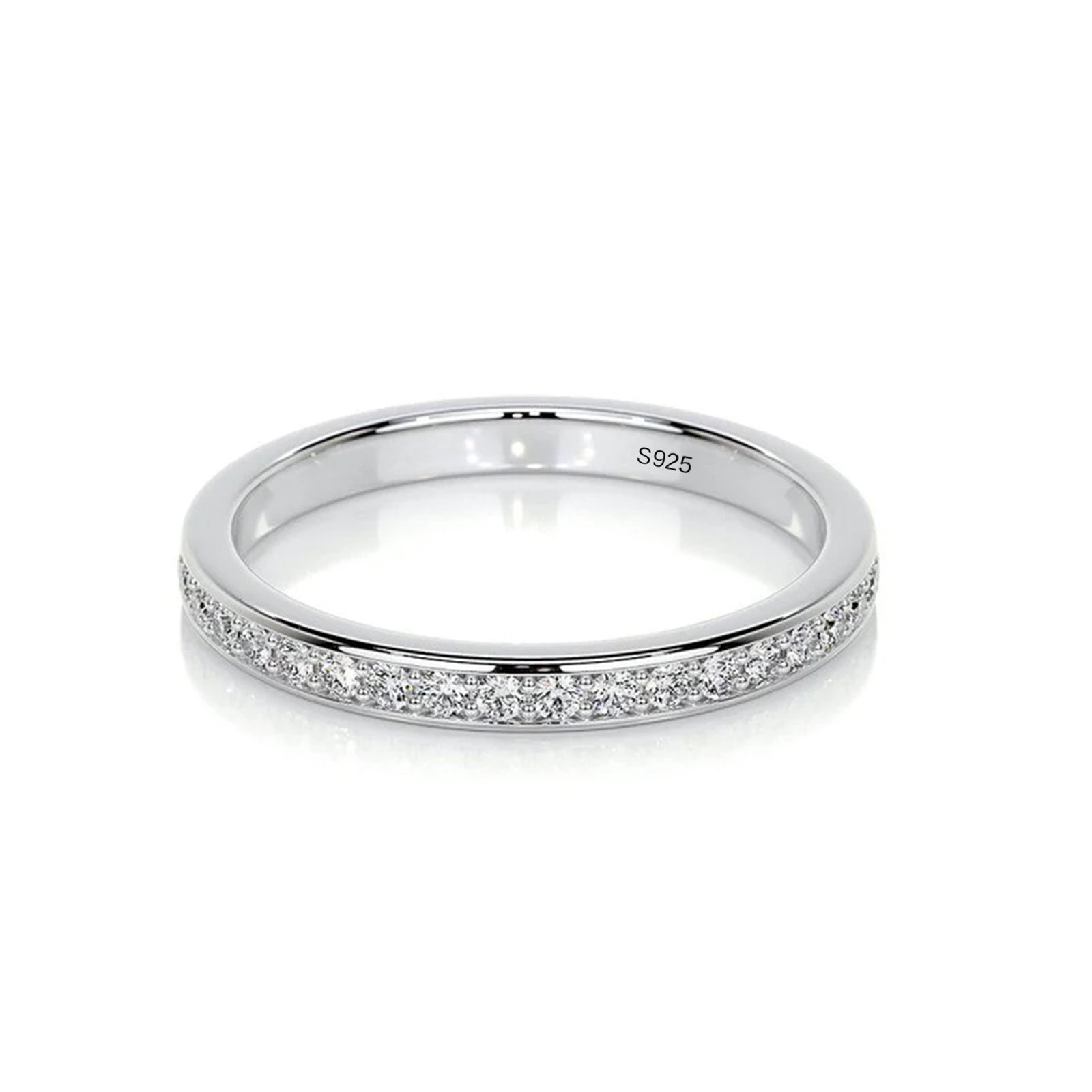 Aurevyn Channel Set Round Cut Wedding Ring In 925 Sterling Silver
