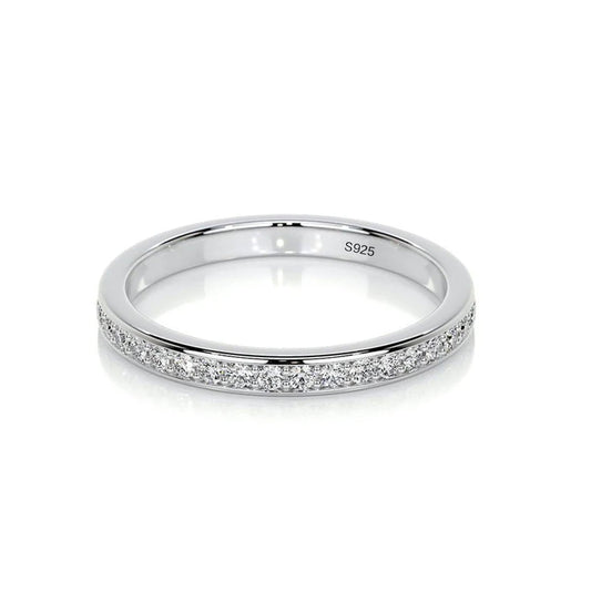 Aurevyn Channel Set Round Cut Wedding Ring In 925 Sterling Silver